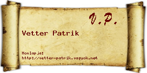 Vetter Patrik névjegykártya